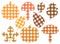 Autumn plaid print leaves pumpkin mushrooms vector illustration