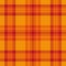 Autumn plaid tartan checkered seamless pattern in orange, and red over amber yellow background.