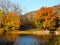 Autumn pond with colorful fall foliage in Central New York USA