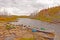 Autumn Portage ont a remote lake
