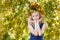 Autumn portrait. Wreath. Nature. Girl. Child. Leaves