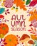 Autumn poster with seasonal vegetables and fruits