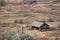 Autumn prairie scene vintage ranch shed