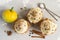 Autumn pumpkin muffins with spices, chocolate drops and pumpkin