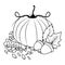 Autumn pumpkin and nuts fruits seasonal icons