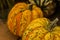 Autumn Pumpkin Thanksgiving Background - orange pumpkins over rusty background.