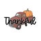 autumn pumpkin truck with thankful