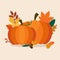 Autumn Pumpkins and leaves. Flat design modern vector business