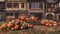 Autumn pumpkins for sale at rural farmer`s market