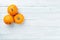 Autumn pumpkins on wooden table