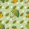 Autumn rainy pattern with umbrellas, socks, leaves and drops.