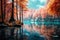 Autumn Reflections in Enchanted Lake Surrounded by Colorful Forest - Generative AI