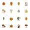 Autumn related filled outline icons set