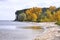 Autumn river bank, lakes. Forest.