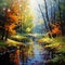 Autumn River Landscape Painting Inspired By Dmitry Spiros
