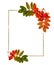Autumn rowanberries and leaves in a corner arrangements with a f