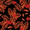 Autumn rowanberry leaves and seads seamless pattern