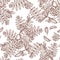 Autumn rowanberry leaves and seads seamless pattern