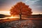 Autumn\\\'s Whispers: Tree of Life Represented by a Mesmerizing Autumn Tree. Generative AI