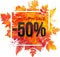 Autumn sale 50 percent discount vector banner