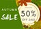 Autumn sale background with vintage colorful leave, vector illus