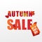 Autumn sale calligraphy decorate with falling leaves in modren style for shopping sale or promo poster and marketing leaflet or