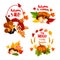Autumn sale discount shopping vector icons set
