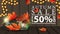 Autumn sale, discount web banner with wooden texture, mushrooms and autumn leaves