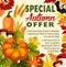 Autumn sale, fall season special offer poster