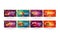 Autumn sale, large collection of autumn discount banners with falling maple leaves, garland frame, buttons, liquid shapes