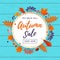 Autumn sale poster discount for September shopping promo vector autumnal shop design