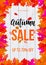 Autumn sale poster promo web banner September fall online shopping maple leaf