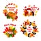 Autumn sale shopping discount vector icons set