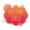 Autumn sale. Simple and modern abstract background with interesting shapes. Leaves, lines and circles. Gradient yellow, red and