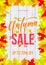 Autumn sale vector poster or banner for September fall shopping maple leaf