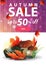 Autumn sale, vertical discount web banner for your site with polygonal texture, mushrooms and autumn leaves