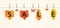 Autumn sales banner with leaves on rope. Autumn composition of red, orange and yellow leaves, acorns, viburnum and pine cones.