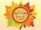 Autumn sales banner and special offers with colorful seasonal autumn leaves to promote discounted purchases.