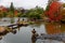 Autumn scenery of a beautiful Japanese garden in Katsura Imperial Villa  Royal Park  in Kyoto