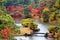 Autumn scenery of a beautiful Japanese garden in Katsura Imperial Villa  Royal Park  in Kyoto