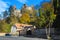 Autumn scenery and Bran castle on the hill, Transylvania, Romania