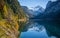 Autumn scenery with Dachstein mountain at beautiful Gosausee, Salzkammergut, Austria