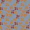 Autumn seamless doodle patern with orange and maroon colored fall branches. Random ornament on blue background