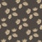 Autumn seamless doodle pattern with beige flower buds. Thorn botanic shapes on brown background