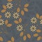 Autumn seamless pattern with decorative leaves, flowers and line