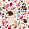 Autumn seamless pattern with decorative seasonal elements