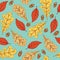 Autumn Seamless Pattern with Leaves and Acorns