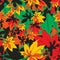 Autumn seamless pattern of leaves. Falling leaves. Autumn retro pattern.