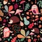 Autumn seamless pattern with seasonal design, cute different elements