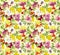 Autumn seamless pattern. Yellow leaves, flowers. Floral watercolor background